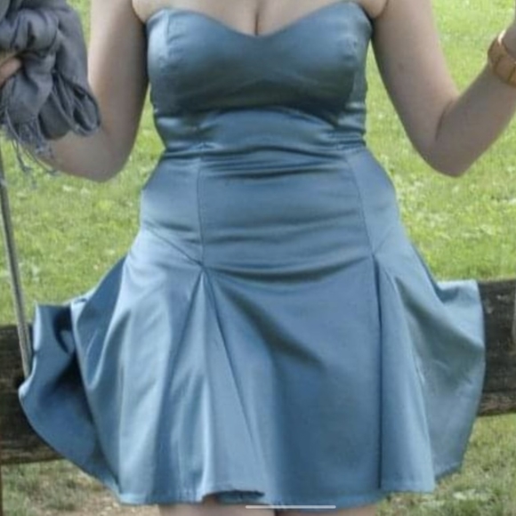 Blue Satin bebe Cocktail dress - Picture 3 of 7